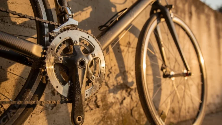 Freins à disque et patins sur vélo de route en gros plan montrant leur vieillissement comparé