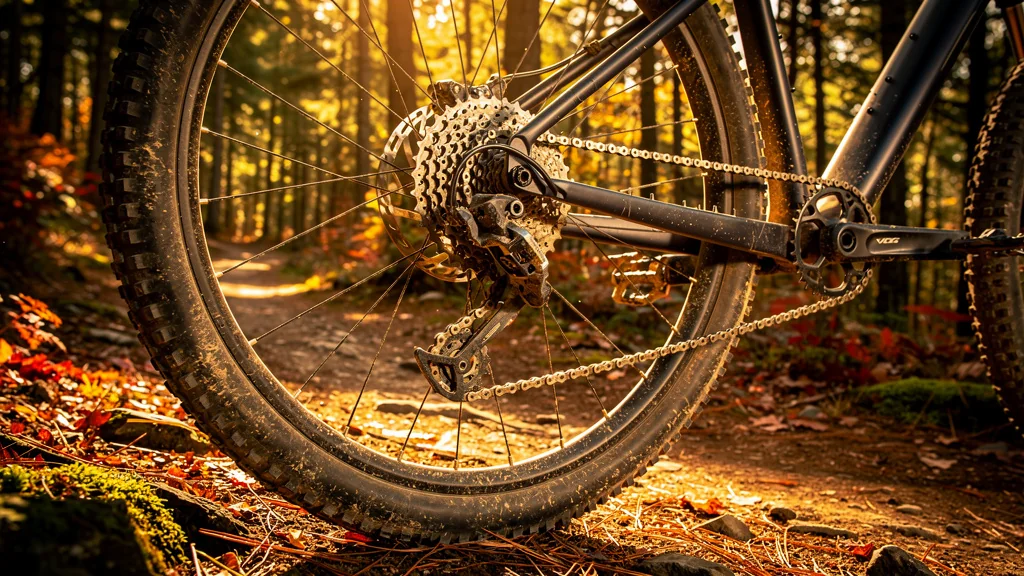 Dérailleur tordu à cause d'une tension de chaîne sous-estimée lors d'une sortie VTT en forêt